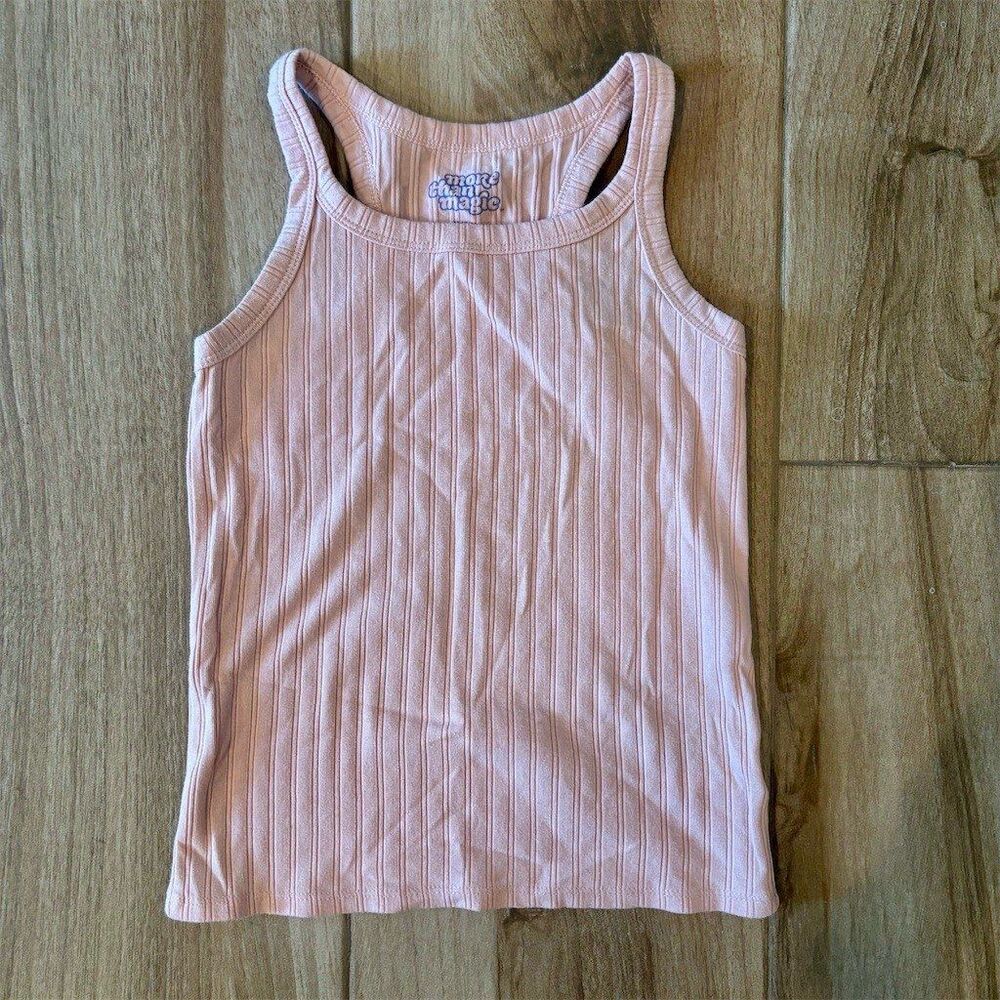 More Than Magic Girls Tank Top Size M 7/8 Light Pink Ribbed Stretch Crew